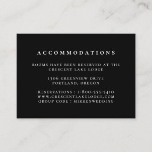Carte D'accompagnement Hébergements Mariage couleur noire