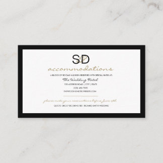 Carte D'accompagnement Hébergements Mariage en bande noire et blanche