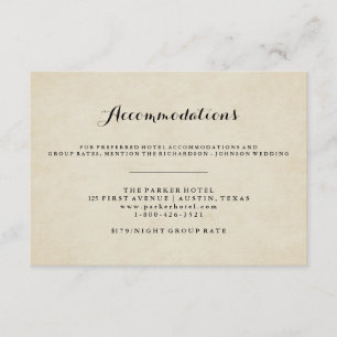 Carte D'accompagnement Hébergements Mariage vintages