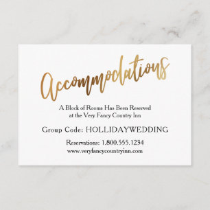 Carte D'accompagnement Hébergements Mariages modernes Gold & Bokeh