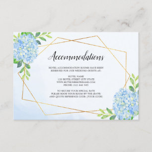 Carte D'accompagnement Hébergements modernes Géométrique Blue Hydrangea