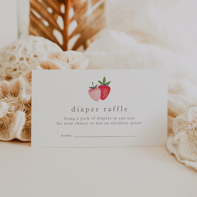 Carte D'accompagnement HEIDI Fraise Fille bébé Douche Déchets Raffle (HEIDI Strawberry Girl Baby Shower Diaper Raffle Enclosure Card)