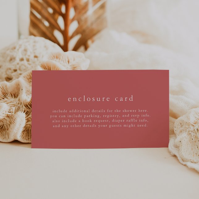Carte D'accompagnement HEIDI Unique Rouge Eté Bohème Simple Baby Shower (HEIDI Unique Red Summer Boho Simple Baby Shower Enclosure Card)