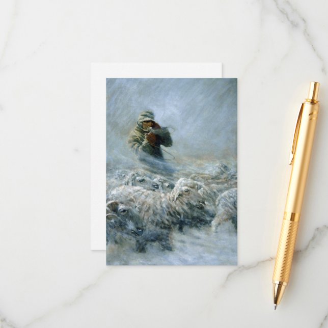 Carte D'accompagnement Herder de mouton, tempête par Newell Convers Wyeth (Devant/Arrière en situation)