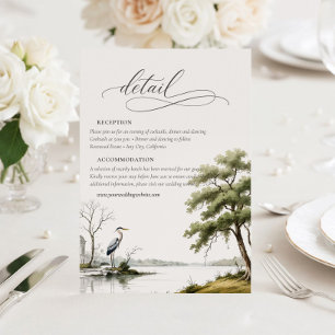 Carte D'accompagnement Heron Toile Country Calligraphy Détails de mariage