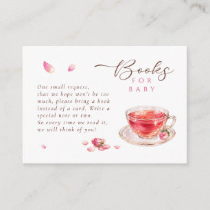 Carte D'accompagnement Heure du thé verre tasse à thé roses livres pour b