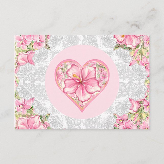 Carte D'accompagnement Hibiscus & dentelle PINK (Devant)
