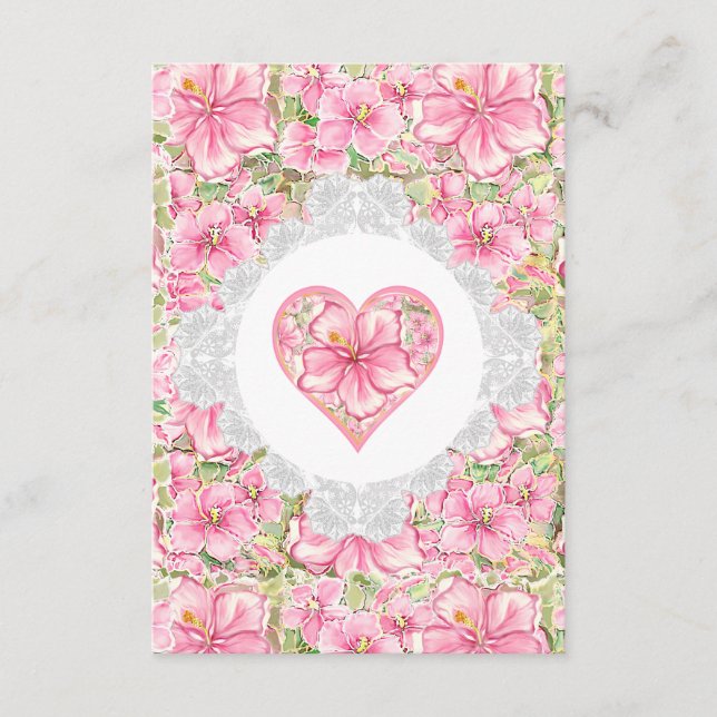 Carte D'accompagnement Hibiscus & dentelle PINK (Devant)