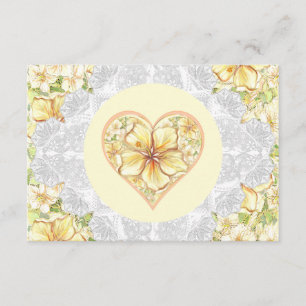 Carte D'accompagnement Hibiscus et dentelle JAUNE