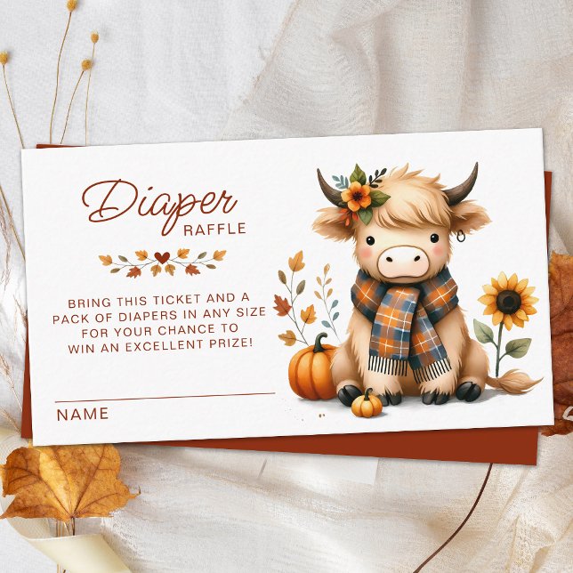 Carte D'accompagnement Highland Cow Automne mignon Baby shower Déchets Ra (Créateur téléchargé)