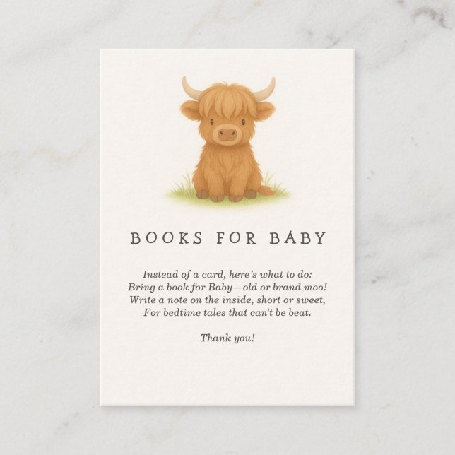 Carte D'accompagnement Highland Cow Baby shower Livres pour bébé (Devant)