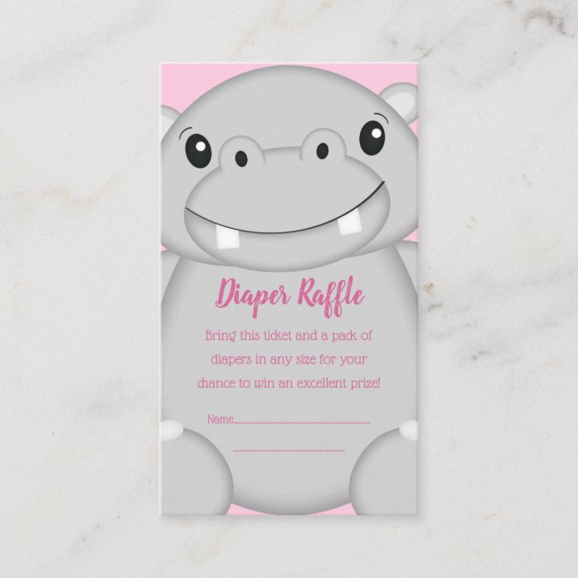 Carte D'accompagnement Hippo Baby shower rose (Devant)