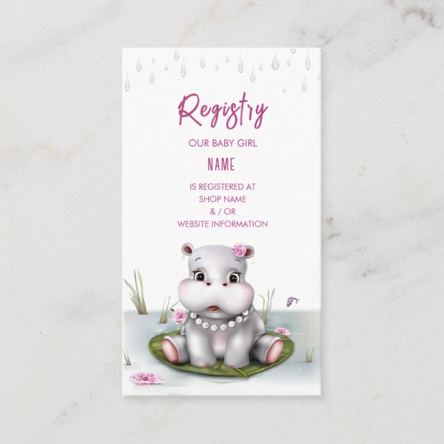 Carte D'accompagnement Hippo River Adventure Girl Baby shower (Devant)
