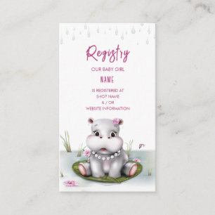 Carte D'accompagnement Hippo River Adventure Girl Baby shower
