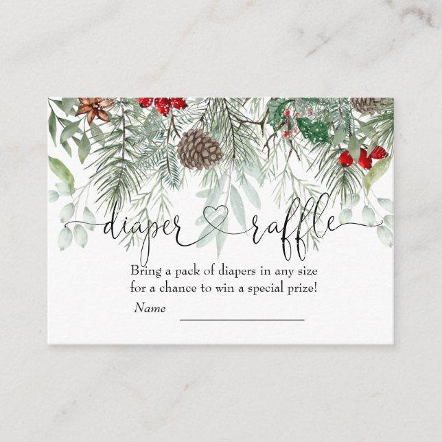 Carte D'accompagnement Hiver À feuillage persistant Baby shower de la via (Devant)