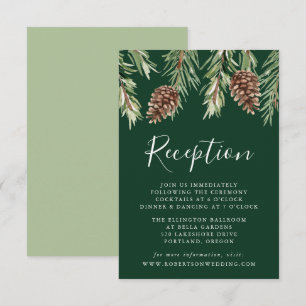 Carte D'accompagnement Hiver Aquarelle Pinecone Réception de mariage