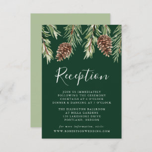 Carte D'accompagnement Hiver Aquarelle Pinecone Réception de mariage