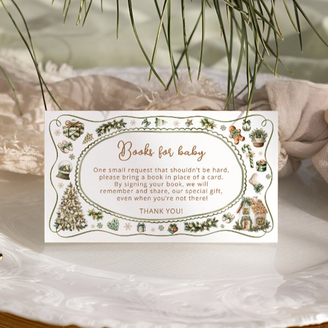 Carte D'accompagnement Hiver Baby shower Neutre Sexe Livres Pour Bébé (Créateur téléchargé)