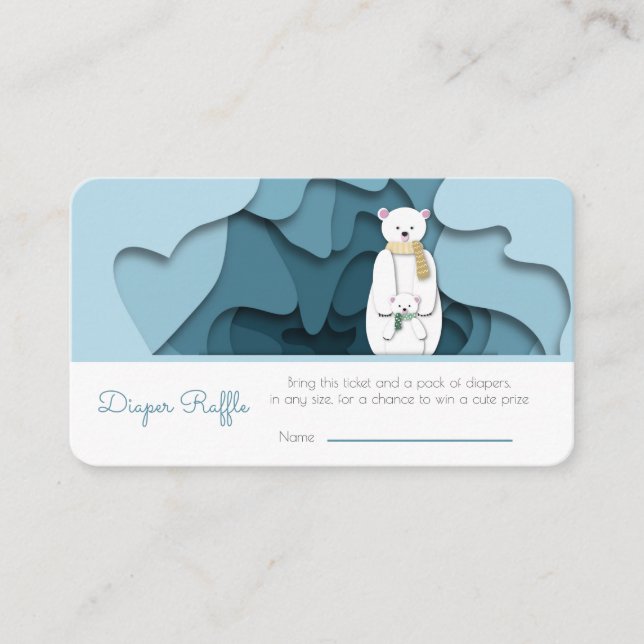 Carte D'accompagnement Hiver Bear Garçon Baby shower Déchets Raffle (Devant)