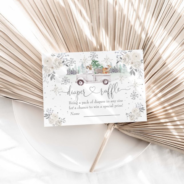 Carte D'accompagnement Hiver Blanc Floral Filière Déchets Raffin (Créateur téléchargé)