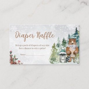 Carte D'accompagnement Hiver Bois Animaux Baby shower Déchets Raffle