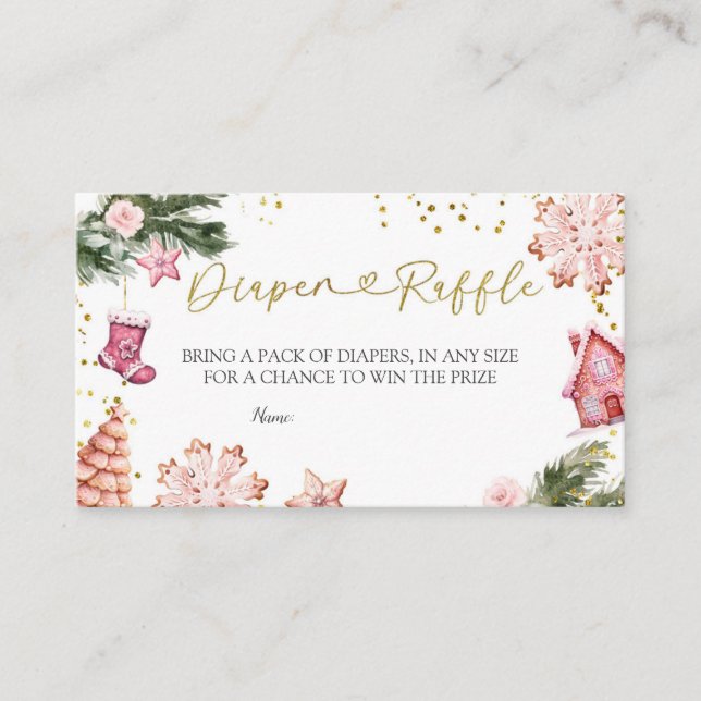 Carte D'accompagnement Hiver Cookie rose Baby shower Déchets Raffin (Devant)