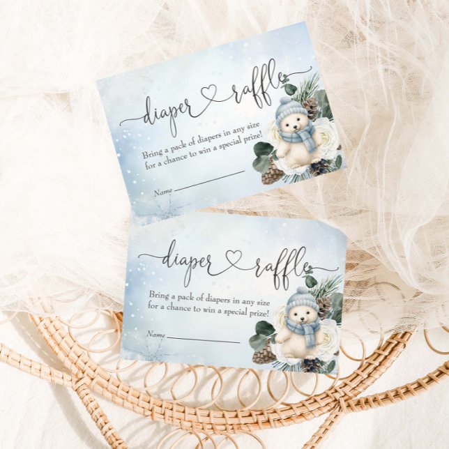 Carte D'accompagnement Hiver Polar Bear Garçon Baby shower Déchets Raffle (Créateur téléchargé)