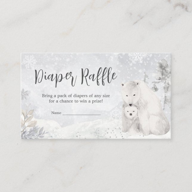 Carte D'accompagnement Hiver Polar Ours Baby shower Déchets Raffin (Devant)