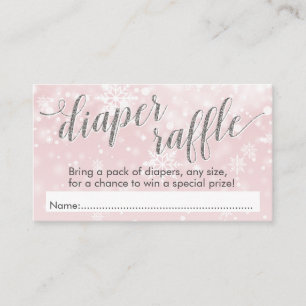 Carte D'accompagnement Hiver Snowflake Baby shower rose Refus de couches