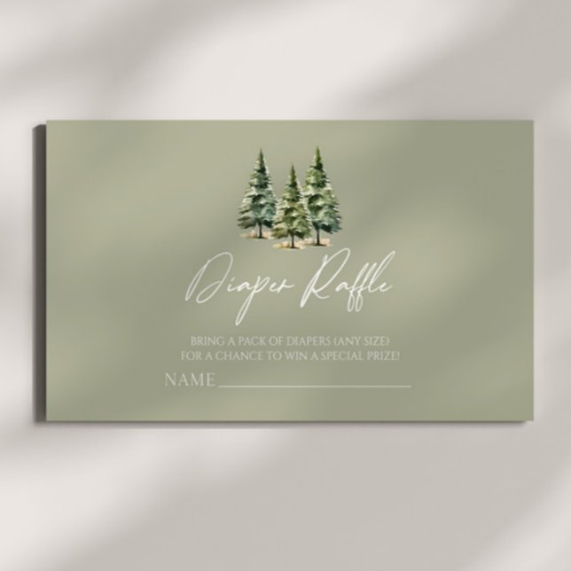 Carte D'accompagnement Hiver Snowy Pine Tree Baby shower Déchets Raffin (Créateur téléchargé)