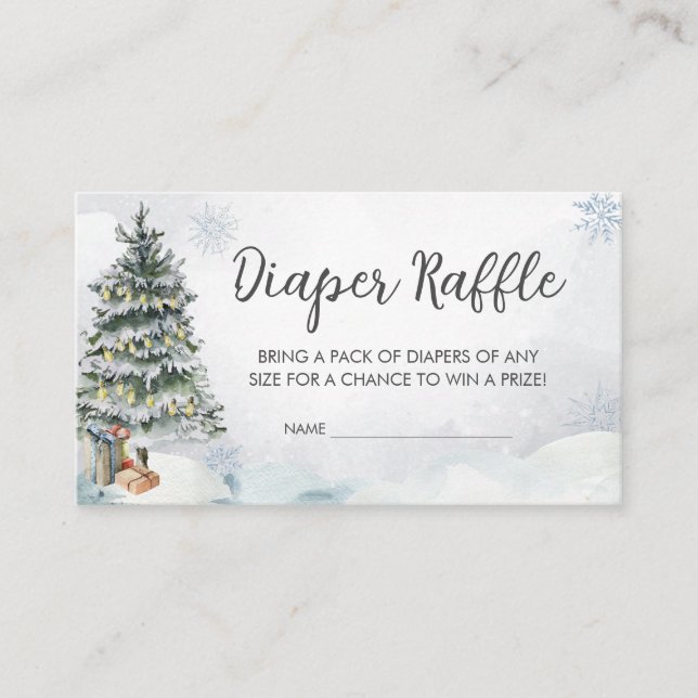 Carte D'accompagnement Hiver Wonderland Baby shower Déchets Raffle (Devant)