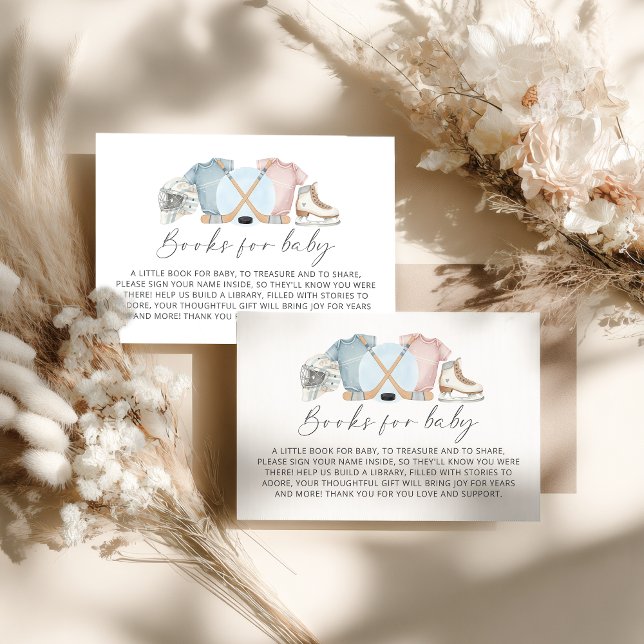Carte D'accompagnement Hockey baby shower, ice hockey book request (hockey baby shower books for baby cards)