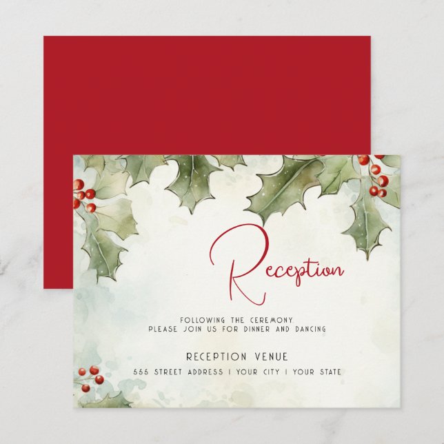 Carte D'accompagnement Holly d'hiver et Berries (Devant / Derrière)