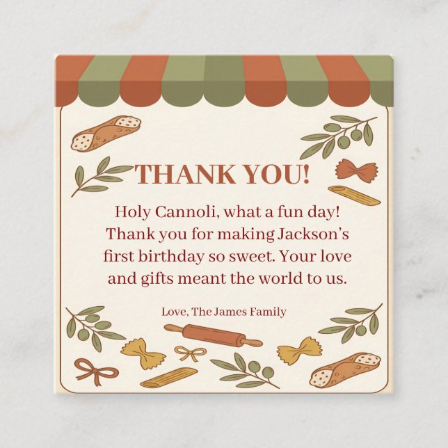 Carte D'accompagnement Holy Cannoli! First Birthday  (Devant)