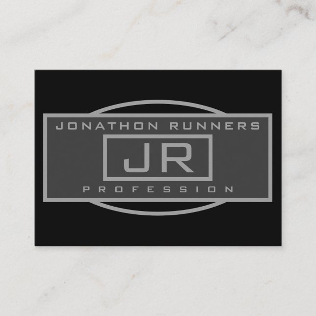 Carte D'accompagnement Hommes Sportif Géométrique gris foncé et noir (Devant)