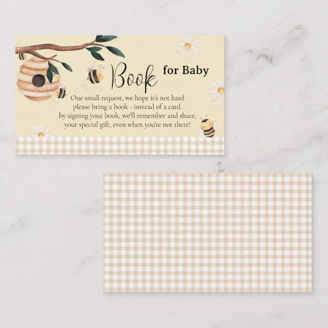 Carte D'accompagnement Honey Bee Book pour Baby Baby shower (Devant / Derrière)