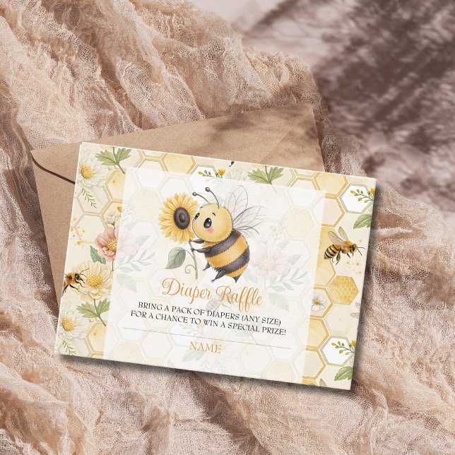 Carte D'accompagnement Honeycomb Floral Bee Baby Shower Diaper Raffle (Créateur téléchargé)