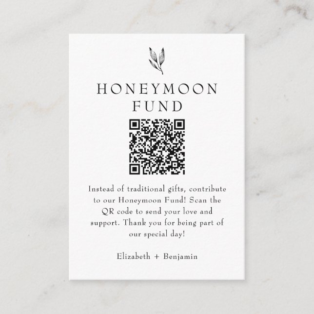 Carte D'accompagnement Honeymoon Fund Minimalist Botanical Wedding  (Devant)