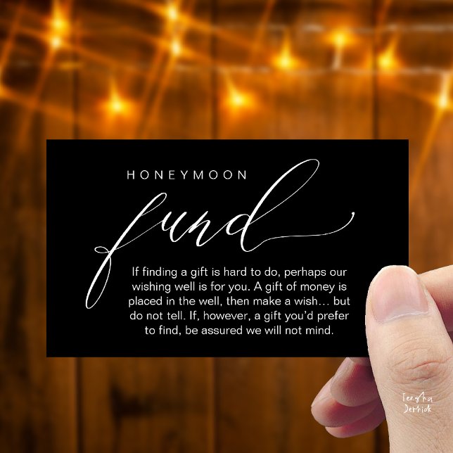 Carte D'accompagnement Honeymoon Fund Wishing Well, Wish, A Note On Gifts (Honeymoon Fund Wishing Well, Wish, A Note On Gifts Enclosure Card in White Black)