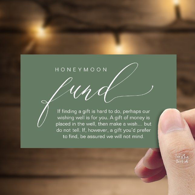 Carte D'accompagnement Honeymoon Fund Wishing Well, Wish, A Note On Gifts (Honeymoon Fund Wishing Well, Wish, A Note On Gifts Enclosure Card in Sage Green)