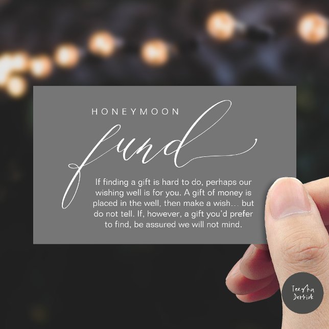 Carte D'accompagnement Honeymoon Fund Wishing Well, Wish, A Note On Gifts (Honeymoon Fund Wishing Well, Wish, A Note On Gifts Enclosure Card in Dark Grey)