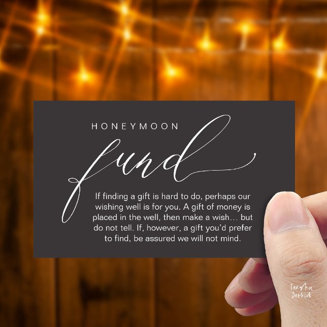 Carte D'accompagnement Honeymoon Fund Wishing Well, Wish, A Note On Gifts (Honeymoon Fund Wishing Well, Wish, A Note On Gifts Enclosure Card in Charcoal Grey)