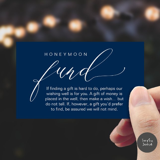 Carte D'accompagnement Honeymoon Fund Wishing Well, Wish, A Note On Gifts (Honeymoon Fund Wishing Well, Wish, A Note On Gifts Enclosure Card in Navy Blue)