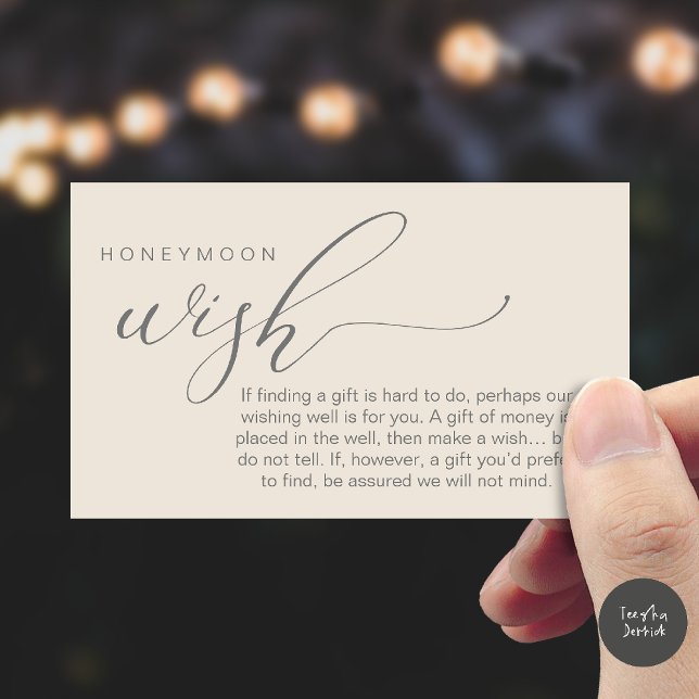 Carte D'accompagnement Honeymoon Wish Wishing Well, Fund, A Note On Gifts (Honeymoon Fund Wishing Well, Wish, A Note On Gifts Enclosure Card in Cream Grey)