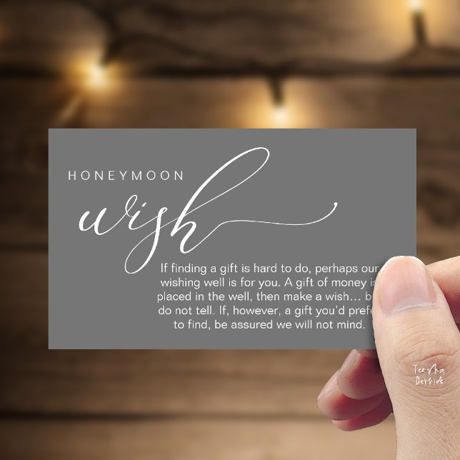 Carte D'accompagnement Honeymoon Wish Wishing Well, Fund, A Note On Gifts (Honeymoon Fund Wishing Well, Wish, A Note On Gifts Enclosure Card in Dark Grey)