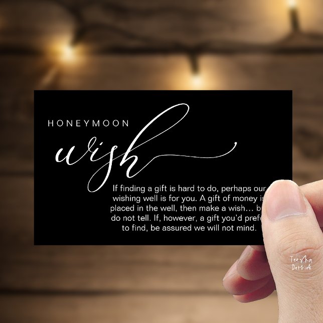 Carte D'accompagnement Honeymoon Wish Wishing Well, Fund, A Note On Gifts (Honeymoon Fund Wishing Well, Wish, A Note On Gifts Enclosure Card in White Black)
