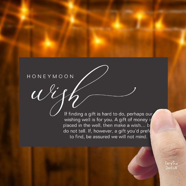 Carte D'accompagnement Honeymoon Wish Wishing Well, Fund, A Note On Gifts (Honeymoon Fund Wishing Well, Wish, A Note On Gifts Enclosure Card in Charcoal Grey)