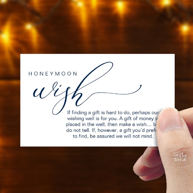 Carte D'accompagnement Honeymoon Wish Wishing Well, Fund, A Note On Gifts (Honeymoon Fund Wishing Well, Wish, A Note On Gifts Enclosure Card in Navy Blue)