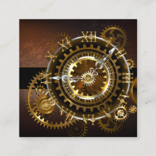 Carte D'accompagnement Horloge Steampunk avec des engrenages anciens