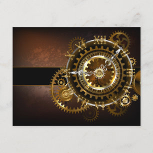 Carte D'accompagnement Horloge Steampunk avec des engrenages anciens